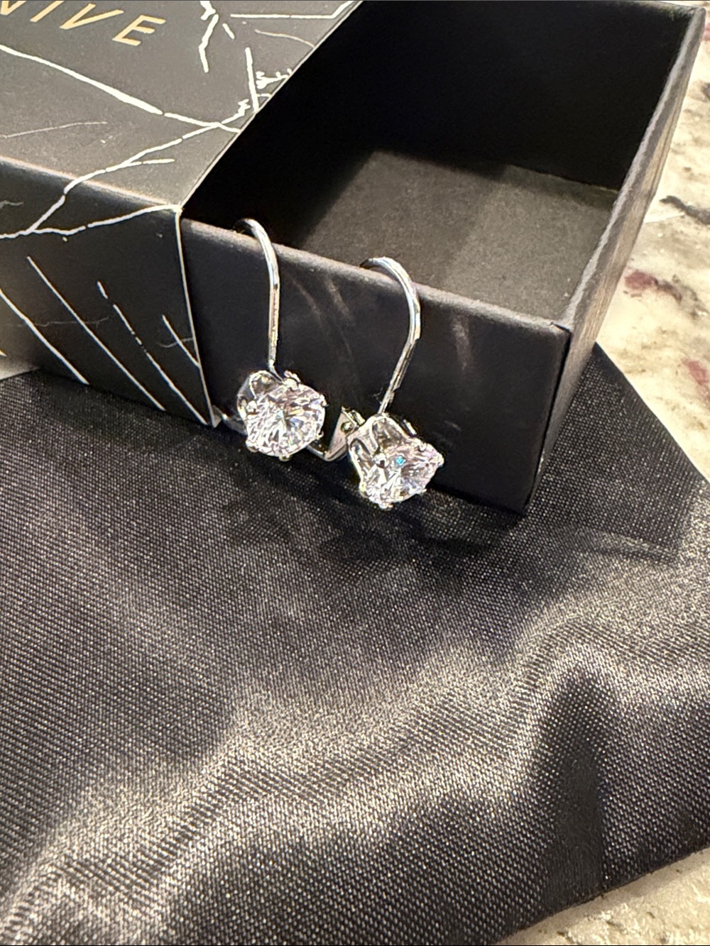 GENEVIVE Sterling Silver CZ Drop Earrings